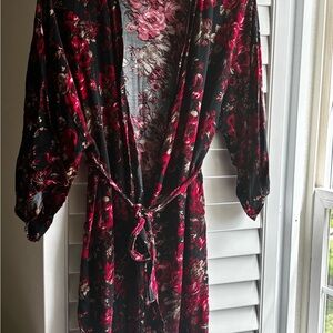 Pinkblush Black and Red Floral Robe